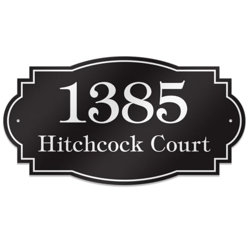 Image of House Address Sign, Custom House Number Sign, Mailbox Numbers for Outside | 13 Inch Metal Address Plaques, Single or Double Sided, Super Reflective, Display Your Address and Street Name