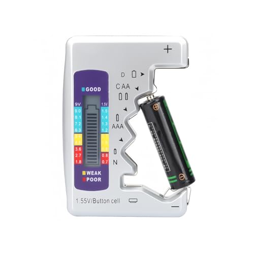 Bateria de testador de bateria digital, testadores de bateria de carga verificador de carga ferramenta de teste de capacidade de bateria para pilhas de botão AA AAA 9V 1.5V