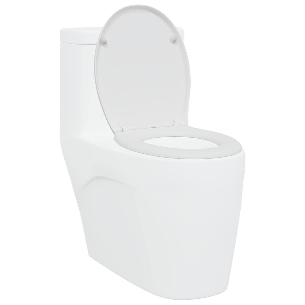 Toilettensitz Weiß aus Duroplast 47 x 37 x 4 cm, abnehmbar mit Scharnier und Befestigung, pflegeleicht und rutschfest, kompatibel für Badezimmer und Gäste WC