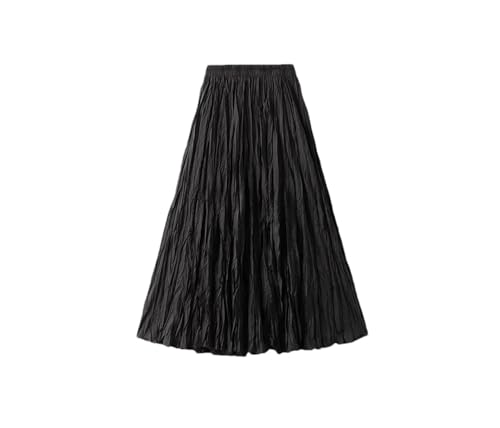 Women's Solid Pleated Half-Body Skirt A-Line Casual Long Skirt Solid Color Office Skirt