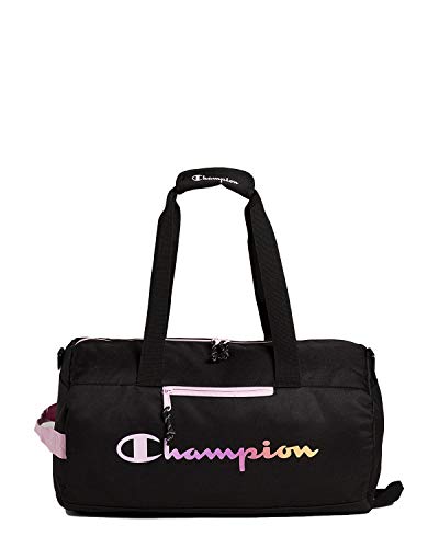 Champion unisex adult Duffel Bag, Black/Pink, One Size US
