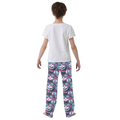 Happy Kitten Cats Watercolor Pajamas Bottoms with Pockets Comfy Pjs Sleepwear Elastic Waistband Pajamas Pants Lounge Pants for 6-14 Years3