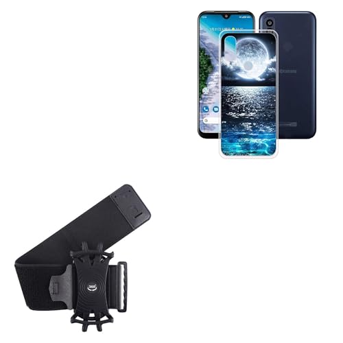 BoxWave Holster Compatible with Kyocera Digno Sanga - ActiveStretch Sport Armband, Adjustable Armband for Workout and Running - Jet Black