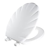 Mayfair 122EC 000 Shell Sculptured Molded Wood Toilet Seat with Lift-Off Hinges, Elongated, White