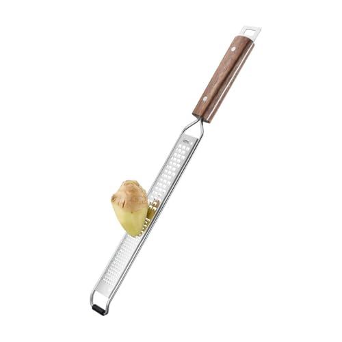 GEFU Fein- und Grobreibe MADERO | Edelstahlreibe mit Walnussholzgriff & Laser Cut Klingen | Für Käse, Muskat, Ingwer | Ergonomisch, rutschfest, mit Aufhängeöse