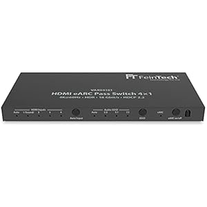 FeinTech VAX04101A HDMI eARC Pass Switch 4×1 – HDMI audio extractor voor eARC-soundbar, 3 mediaspelers en 1 display, ondersteunt 4K 60Hz, HDR, Dolby Vision, Dolby Atmos, DTS