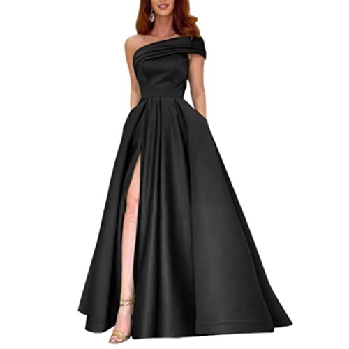yhfshop Longue Femme Robe de Soirée de Demoiselle,Robes de soirée pour Femmes avec Fente,Black,US10,Robe de Soirée Longue Cérémonie