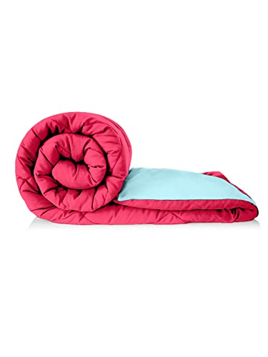 Image of Clasiko Reversible Single Bed Comforter; 60x90 Inches; 200GSM; Aqua Blue & Pink