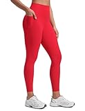 CRZ YOGA Butterluxe Workout Leggings Pockets 25'' - High Waisted Gym Womens Yoga Pants Buttery Soft Aurora Red Medium