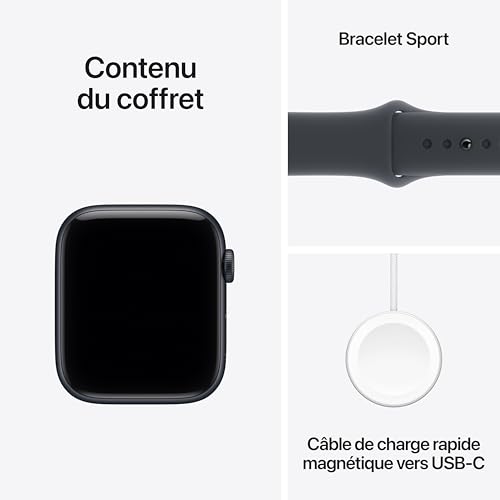Apple Watch SE 3 [GPS + Cellular 44 mm] Montre connectée avec boîtier Minuit et Bracelet Sport Minuit. Moniteur activité/Sommeil/fréquence Cardiaque, écran Toujours activé