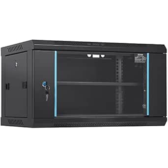 VEVOR 6U Wall Mount Network Server Cabinet, 15.5'' Deep, Locking Glass Door, Side Panels, for IT Equipment
