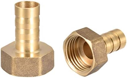 sourcing map Brass Hose Barb Fitting Connector, 12mm Barb G1/2 Female Thread Pipe Adapter, 2Pcs