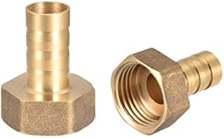 sourcing map Brass Hose Barb Fitting Connector, 12mm Barb G1/2 Female Thread Pipe Adapter, 2Pcs
