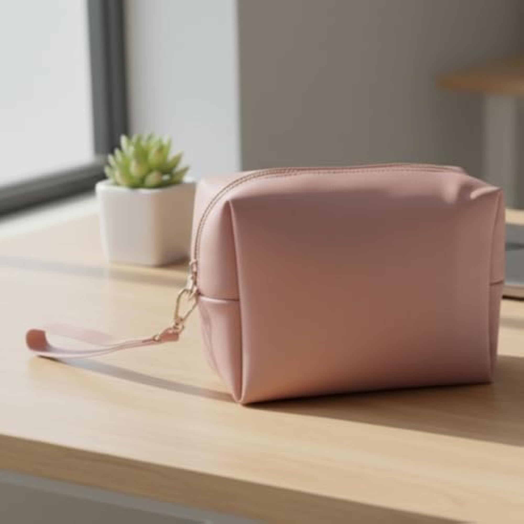 Vegan Leather Travel Organizer Pouch, Compact Makeup Bag Gift