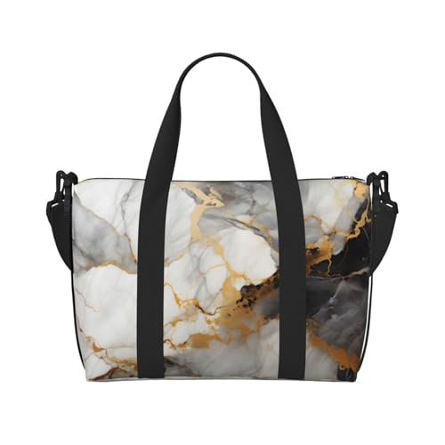 Travel Duffle Bag White Grey Marble Weekender Overnight Bags Luggage Bag for Women Men Waterproof Sports Gym Bag Hand Bag with Shoulder Strap