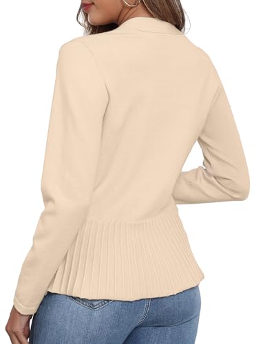 GRECERELLE Womens Cardigan Lightweight Spring Summer Knitted Open Front Cropped Cardigan Ladies Draped Casual Cardigans (Apricot, L) - Image 5