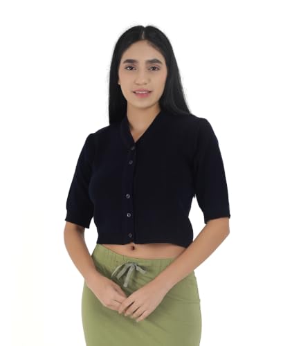 Image of Women Winter Wear V-Neck Half Sleeves Regular Fit Woollen Blouse