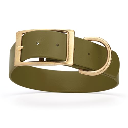 Image of Viper Biothane Heavy Duty Waterproof Dog Collar Strong Coated Nylon Webbing w /Solid Brass Hardware Odor-Proof Easy to Clean High Performance Fits Small Medium or Large Dogs, Olive Drab Green