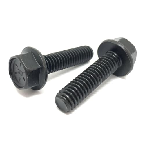 Image of 1 /2-13 X 6 Grade 8 Hex Flange Screw (Frame Bolt) Black Phosphate & Oil, Pack of 2