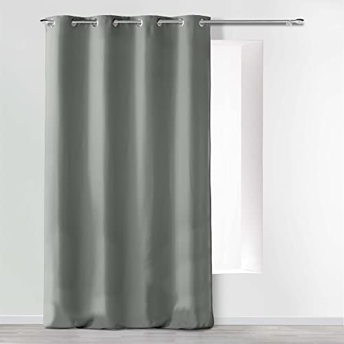 Douceur d'Intérieur Absolu Rideau a Oeillets Microfibre Unie ABSOLU Polyester, Gris, 280 x 140 cm