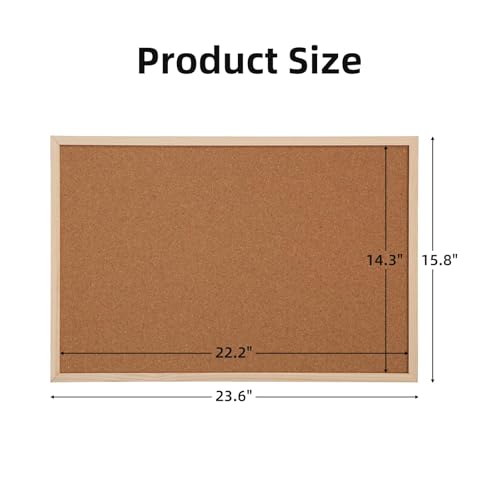 Image of TooCust 16x24 Cork Boards for Walls with Solid Wood Frame, Double Sided Small Cork Bulletin Board for Office & Home, Decorative Hanging Pin Notice Board, 1 Pack