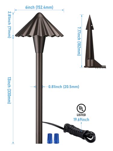 Image of LEONLITE 6-Pack 3CCT Low Voltage LED Pathway Lights, Ruffles Head
