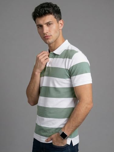 Image of XENOVAURBAN Polo t Shirt for Man | Striped Pattern Mens Cotton Polo Neck T-Shirt with Collar | Regular fit | Breathable and Soft - Polo-Striped-P