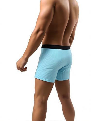Mens Underwear Boxer Briefs for Men Long Leg Striped Mens Briefs Elastic Waistband Boxer Briefs Breathable Men's Underwear3