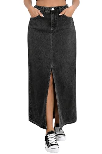 Image of ODDMONKEY Women High Waist Denim Skirt | Skirt for Women | Long Straight Fit Skirt |Long Skirt for Women