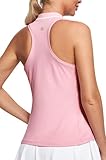 IUGA Women's Golf Shirts Sleeveless UPF 50+ Tennis Athletic Polo Shirts for Women with Collar Quick Dry Tank Tops Pink