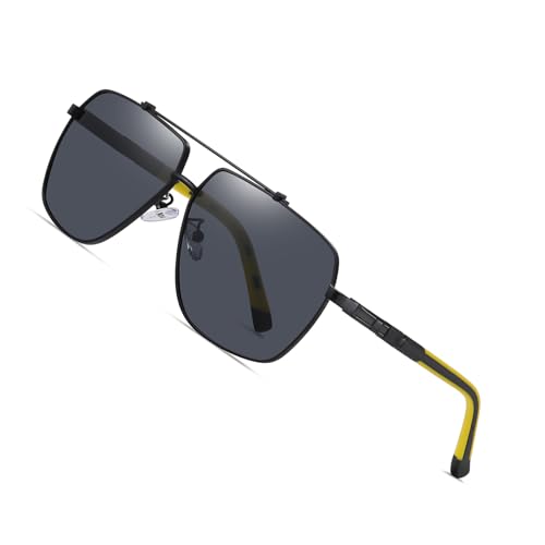 Retro Polarized Aviator Sunglasses for Men,Square Vintage Pilot Shades Sun Glasses for Driving Fishing Golf