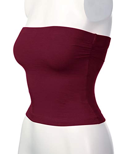Image of Women's Shapewear Tube Tops Strapless Ruched Built-in Shelf Bra Casual