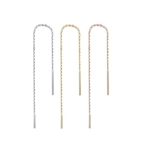 AMDXD Pendientes cilíndricos de oro rosado de 18 quilates, oro blanco, vintage, joyas de oro auténtico, para mujer, oro Au 750, Oro amarillo de 18 quilates (750), Sin circonita
