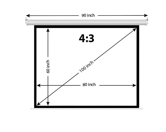 Image of BIG VUE Manual Pull Down Projector Screen, High Gain White Fabric Insta Lock - Auto Lock Projection Screen for Classroom, Home Theatre or Office (100 Inch, 4:3 Aspect Ratio)