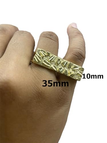 Generic Rough Textured Cookie Nugget Modern Unisex Yellow Gold Brass Ring Size 104