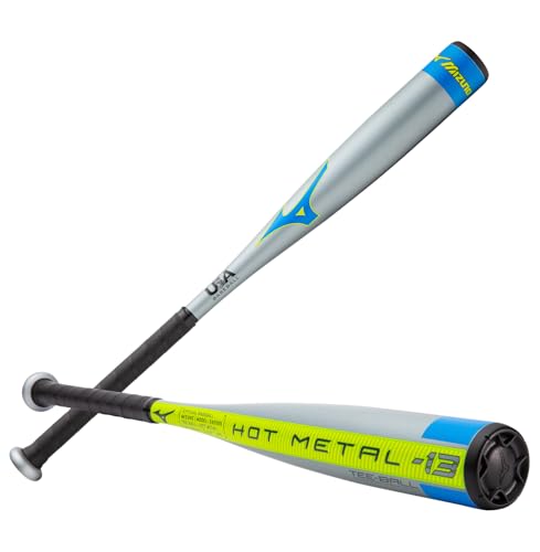 Mizuno Baseball Bat Hot Metal-Bate de béisbol T-Ball USA (-13), Unisex, Gris Claro/Verde neón...