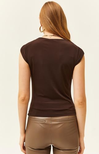 Image of SIGHTBOMB Ultra Soft Afford LUX Edition Draped Cowl Neck FRONTFLOW Gathered Ruched SOFTLINE Sleeveless TOP for Women