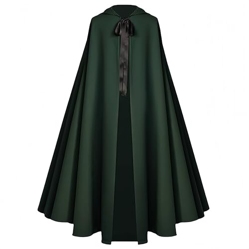 Proumhang Halloween cape à capuche pour adultes -Costume de cape de sorcière médiévale de la Renaissance pour hommes et femmes,Hobbit cosplay court cap,130cm Vert