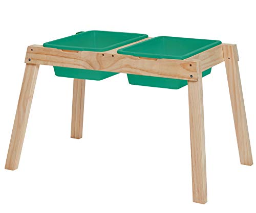 Happy People Kinder Holz - Matschtisch - Kinder Garten Spieltisch für Sand und Wasser - mit großen Wannen - Natur