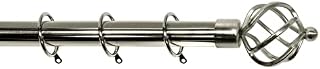 Palermo Cage Finial 28 mm Extendable Metal Curtain Pole Rods Voile Easy Fitting, Polished Steel 90 -160 cm