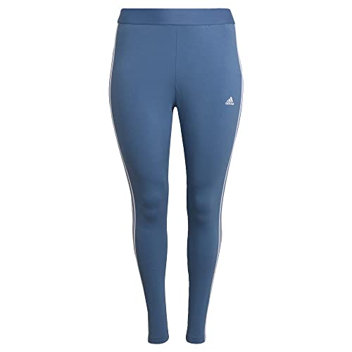 adidas Women's Essentials 3-Stripes Leggings, Altered Blue / White, 4X