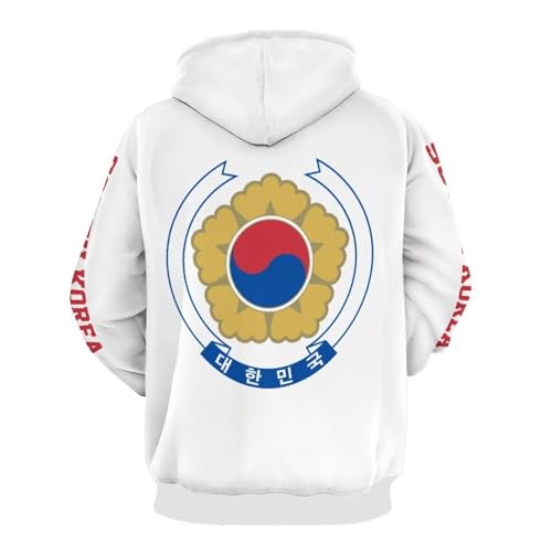 Sweat à capuche drapeau de la Corée du Sud pour hommes et femmes ample et élastique