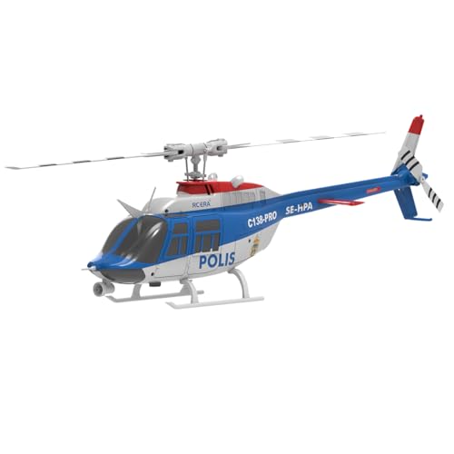 Xenotrix C138 PRO 1/33 Scale RC Helicopter Model, Bell 206 2.4G 6CH Flybarless Single-Rotor Emote Control Helicopter, One-Touch Inverted Flight, for Adults and Advanced Users (RTF/Police Livery)