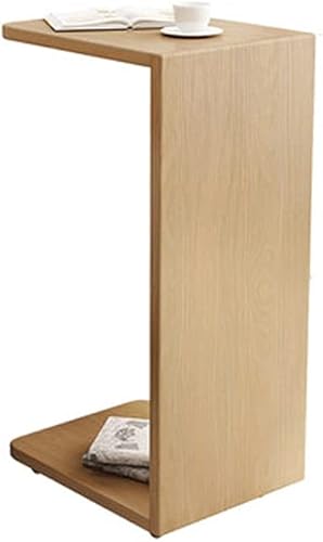 FZZDP - Mesa auxiliar de madera maciza en forma de C mesa de esquina en forma de U mesa de noche pequeña para sofá mesa de té mesa auxiliar pequeña