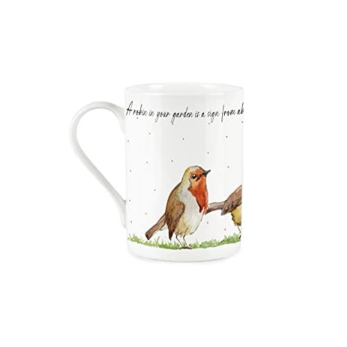 Purely Home Robin Mug - Robins Loved One Bone China Style White Memories Coffee/Tea Present Gift, 10.5 cm (Round) - Image 2