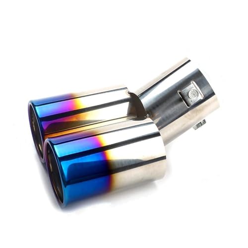 dzstnbhd Terminale di Scarico 1 Pz Punte di Scarico Tubo di Scarico per Auto Doppia Uscita Obliqua estremità del Tubo Vernice Blu Doppio Ingresso Punta di Scarico Auto Accessori(Blue Type B)
