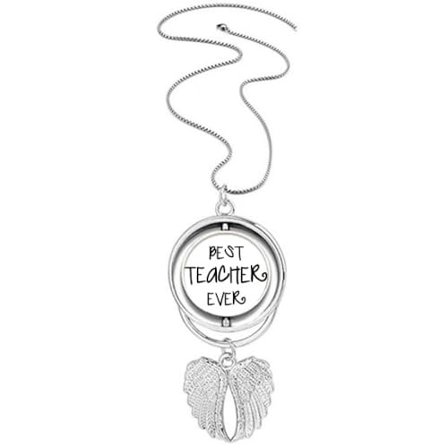 Collier ailes d'ange Best Teacher Ever pour cadeau maîtresse durable