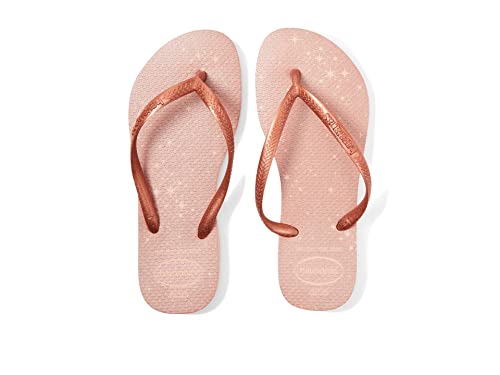 Havaianas Girl's Slim Gloss Flip Flop Sandal (Toddler/Little Kid/Big Kid) Ballet Rose/Golden Blush 23-24 (US 9 Toddler) M