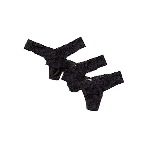 hanky panky Low Rise Thong - Tanga, Unterwäschen Damen Baumwolle Tiefer Schnitt, Lingerie Slip Damen aus Stretch-Spitze Signature Lace, Color Granite - One Size [3er-Pack]