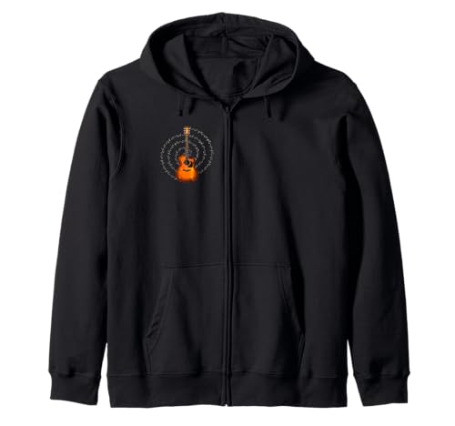 Guitarra Acústica Con Notas Musicales En Espiral Sudadera con Capucha